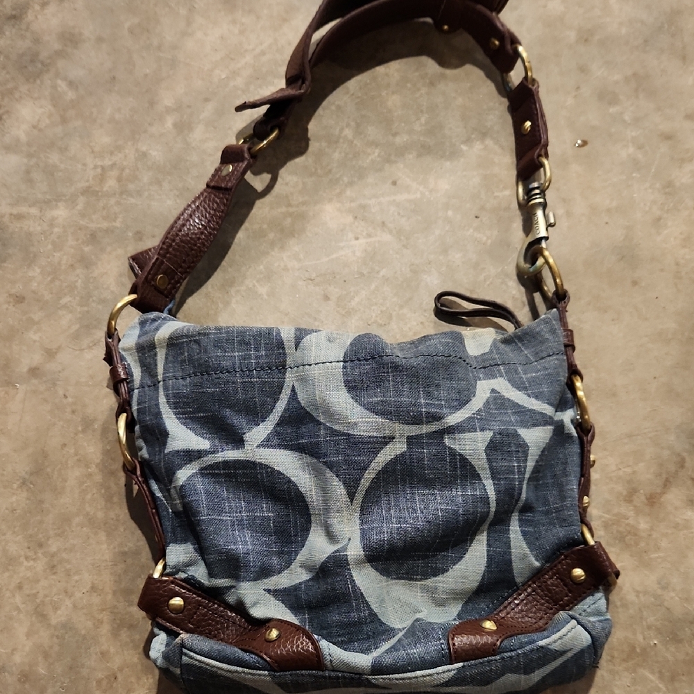 Coach Blue and Brown Shoulder Bag